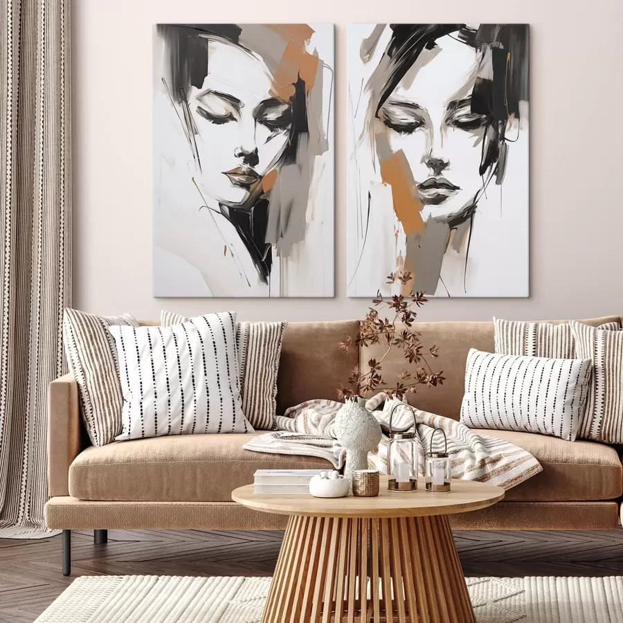 Tableau Portrait abstrait d'une jeune fille m30004