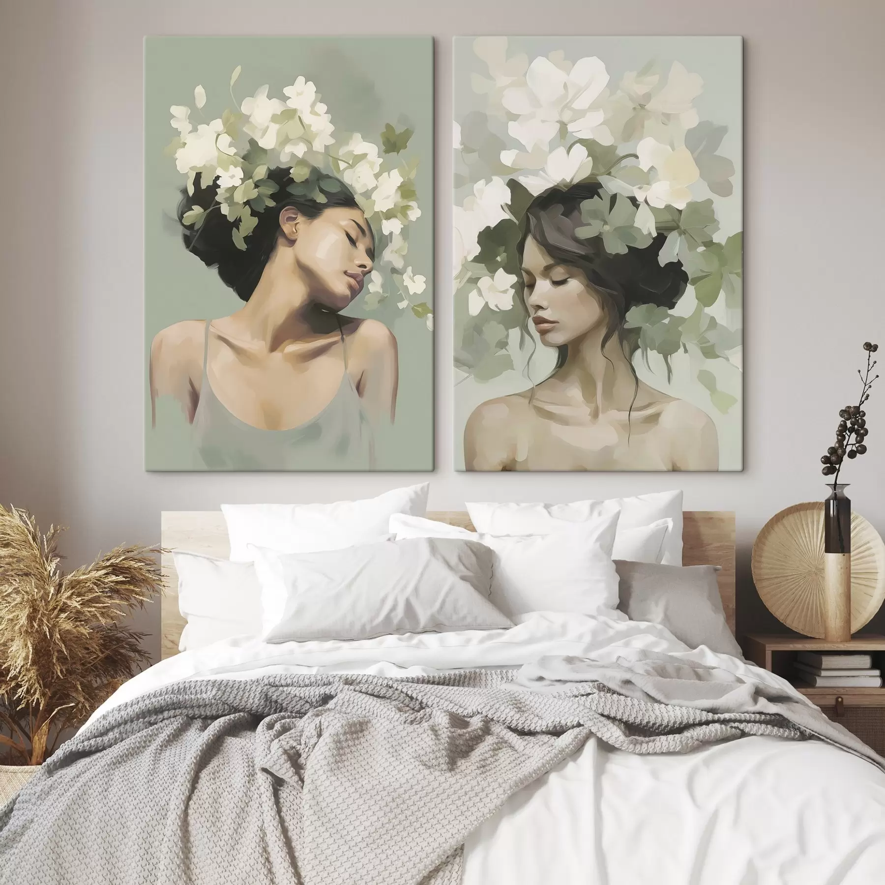 Tableau Fille avec une couronne de fleurs m30007