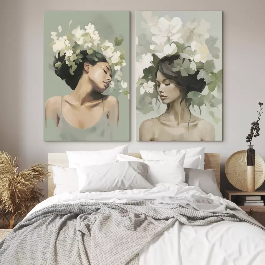 Tableau Fille avec une couronne de fleurs m30007