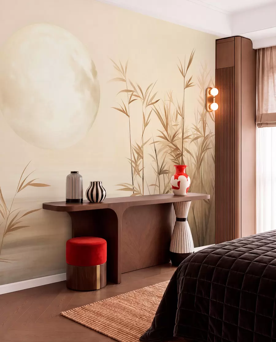 Papier peint Roseaux sous la lune w09631