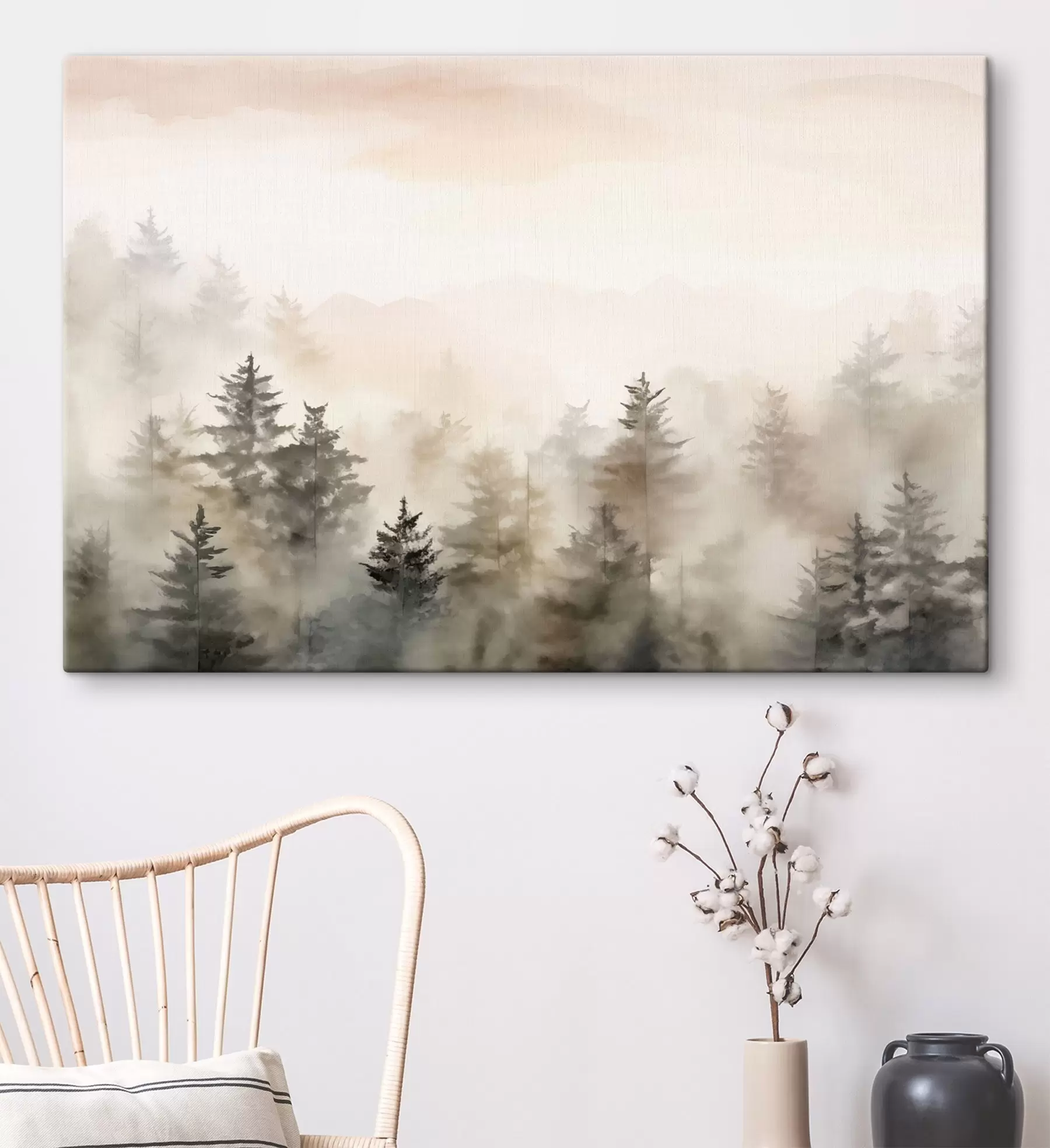 Tableau Forêt aquarellée, imitation s47885