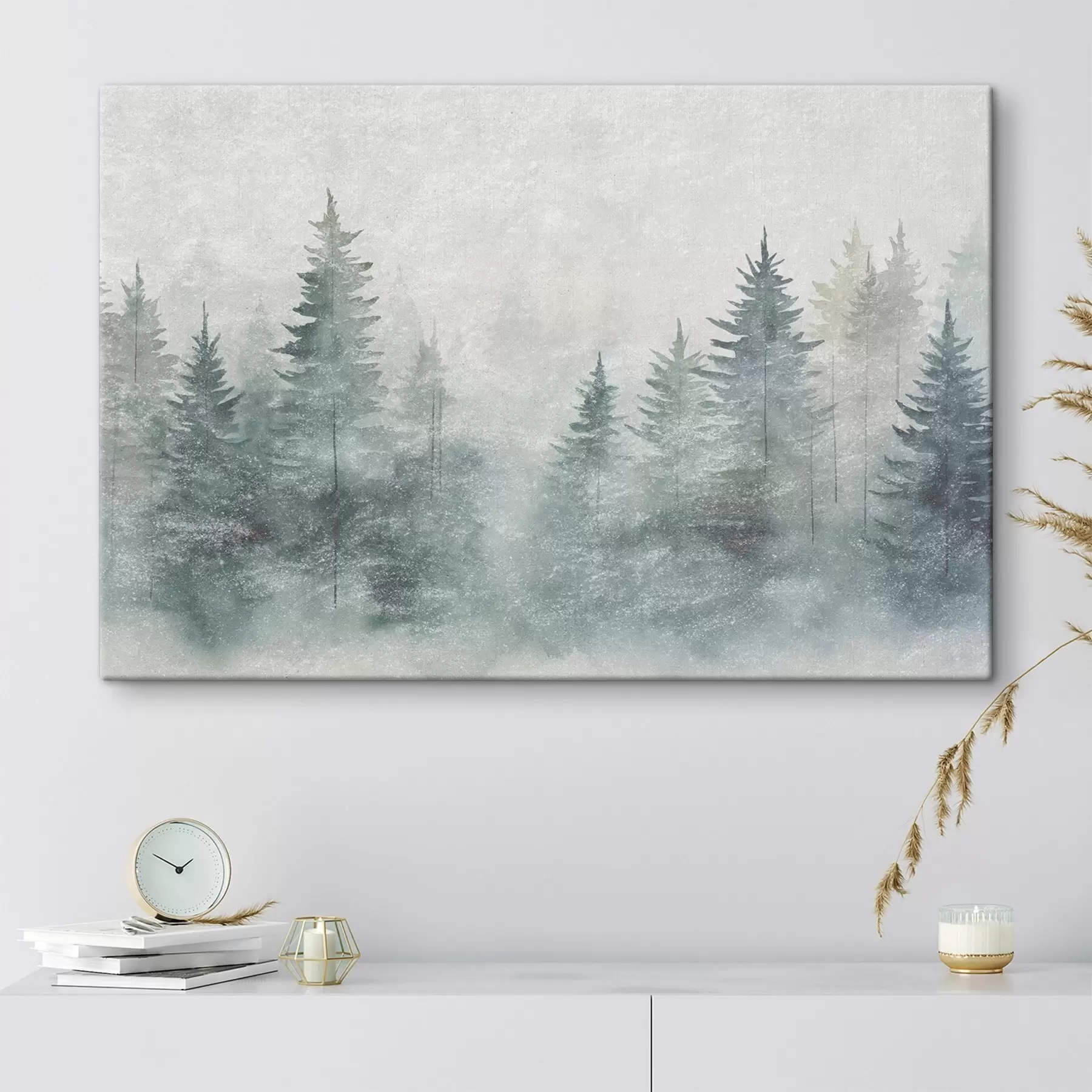 Tableau Forêt de conifères, style grunge s47894