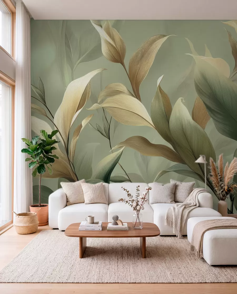 Papier peint Grandes feuilles tropicales w09688