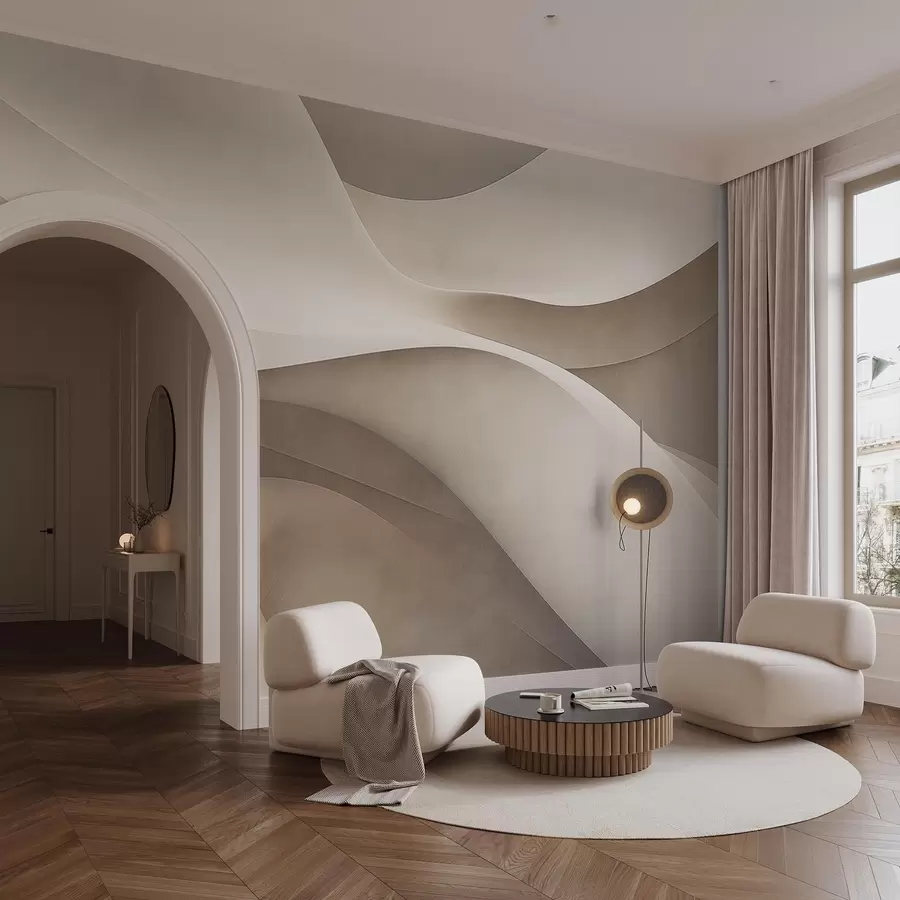 Papier peint Mur abstrait, vagues w09694