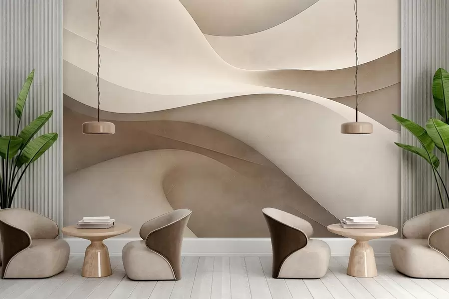 Papier peint Mur abstrait, vagues w09694