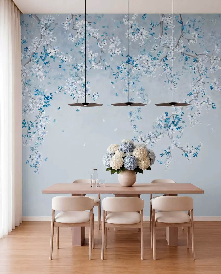 Papier peint Floraison bleu ciel w05129v2