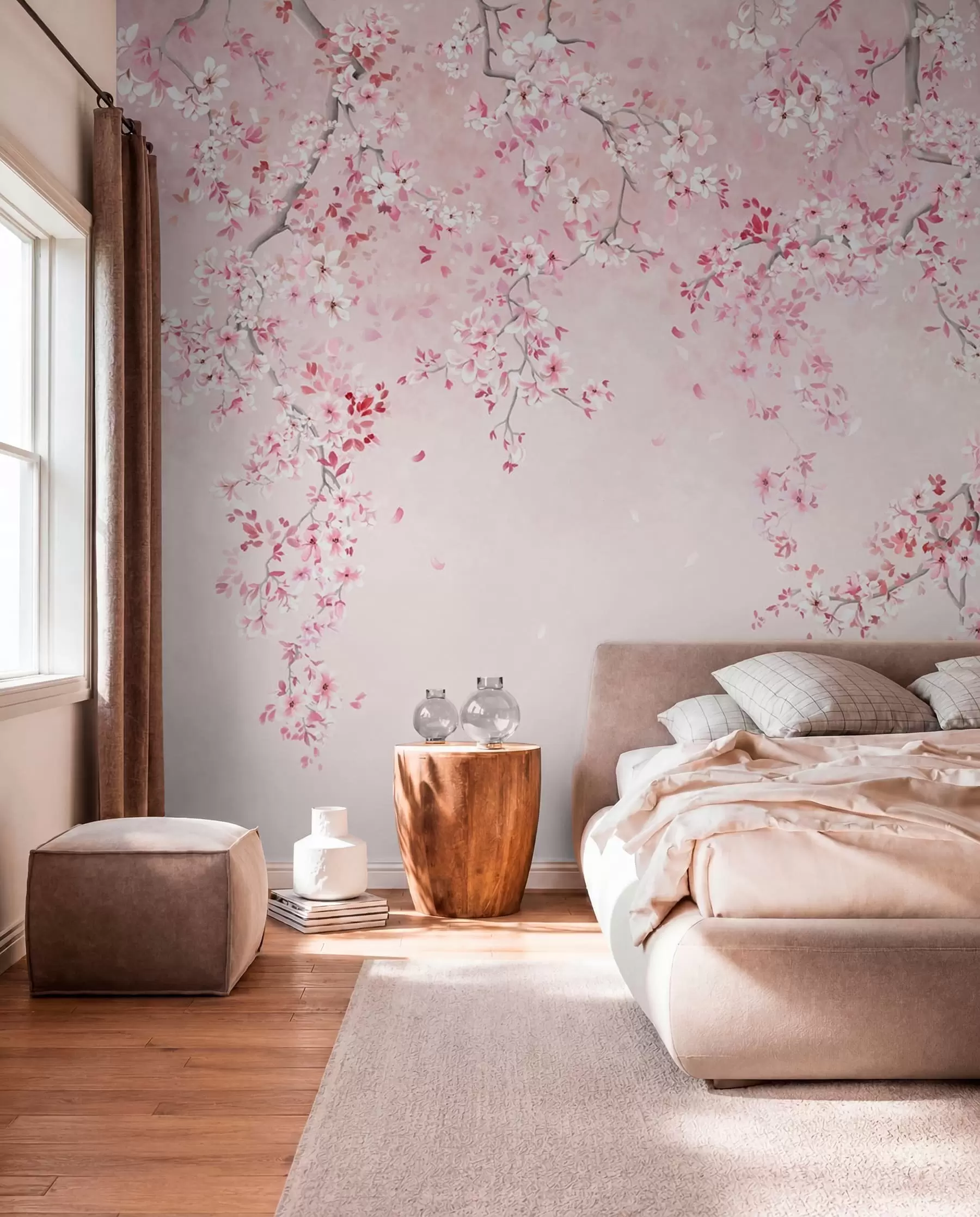 Papier peint Floraison en rose tendre w05129v1
