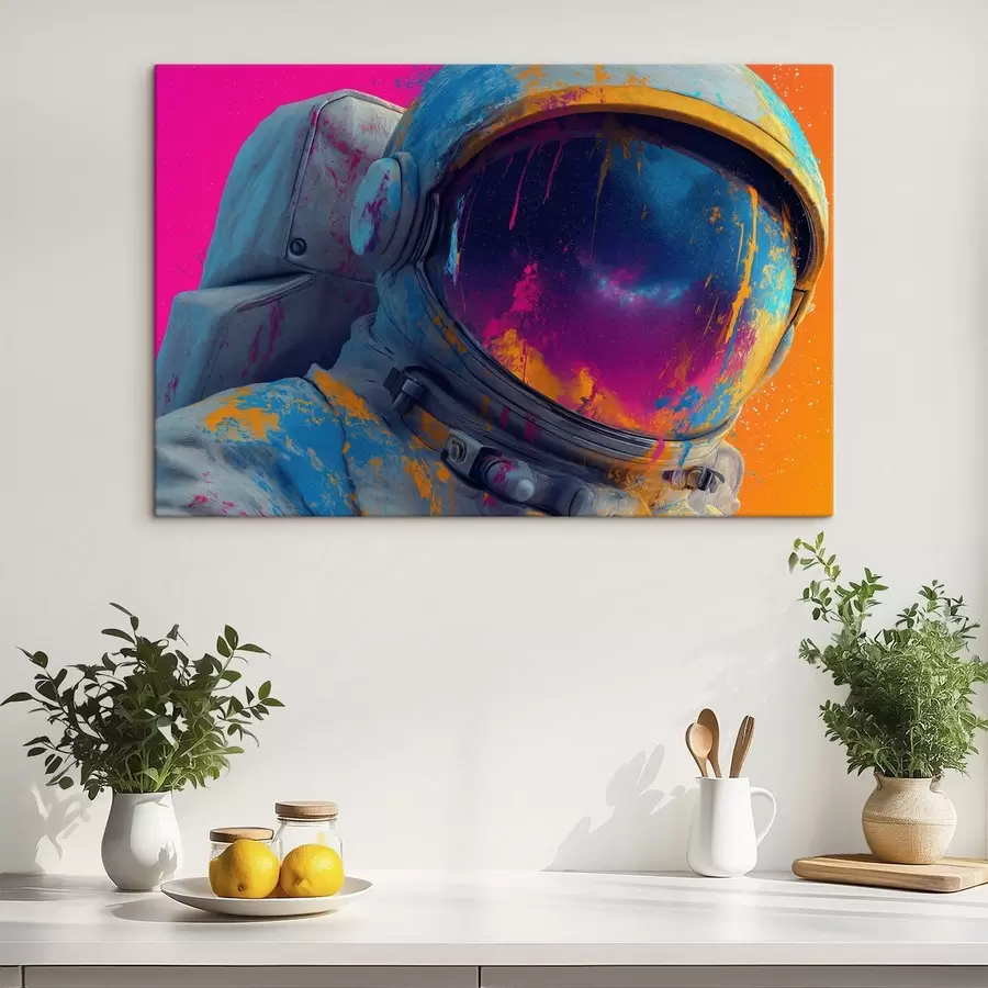 Tableau Astronaute avec un casque brillant s47905