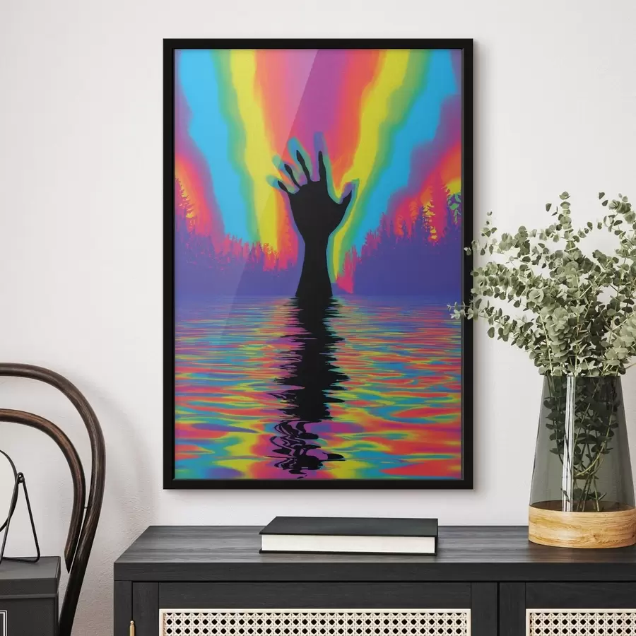 Papier peint Silhouette d'une main au-dessus de l'eau f47903