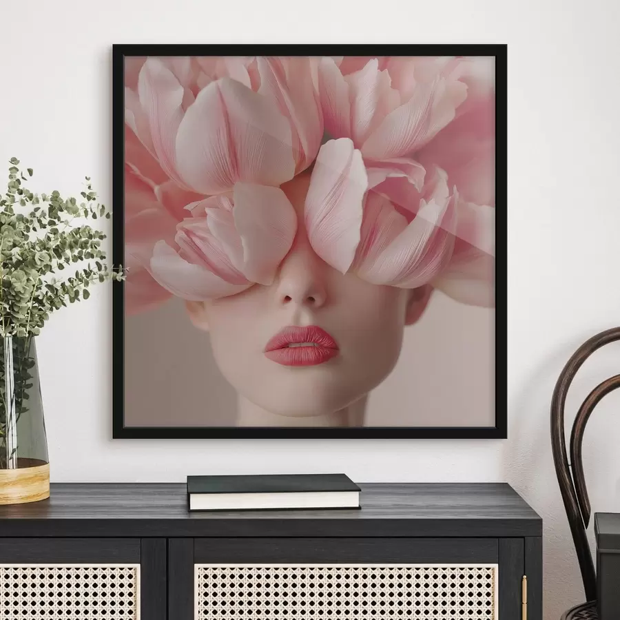 Papier peint Portrait de femme avec des pétales roses f47920