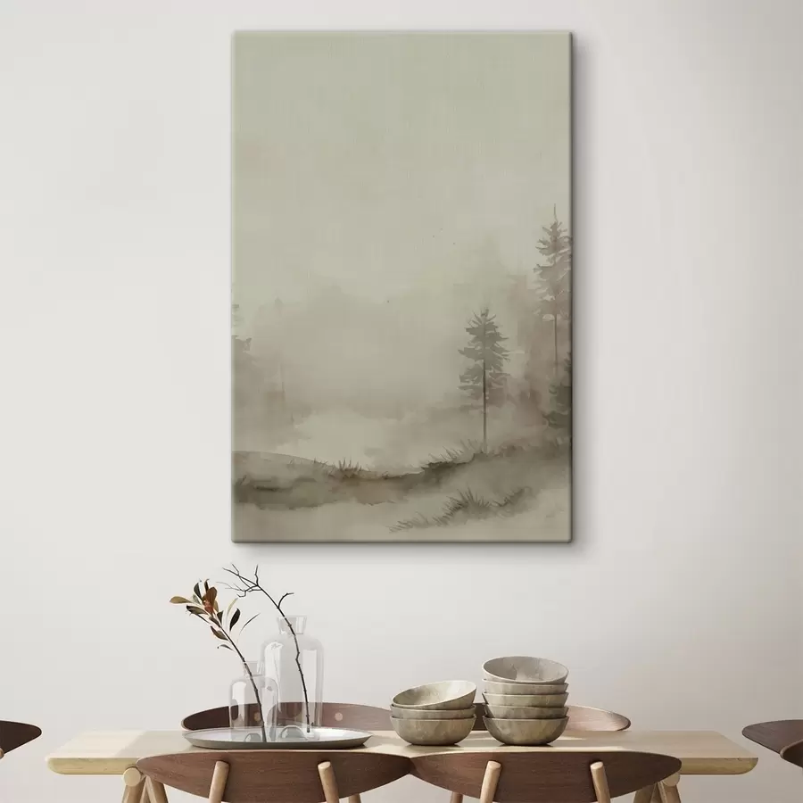 Tableau Forêt de conifères, imitation aquarelle s47997