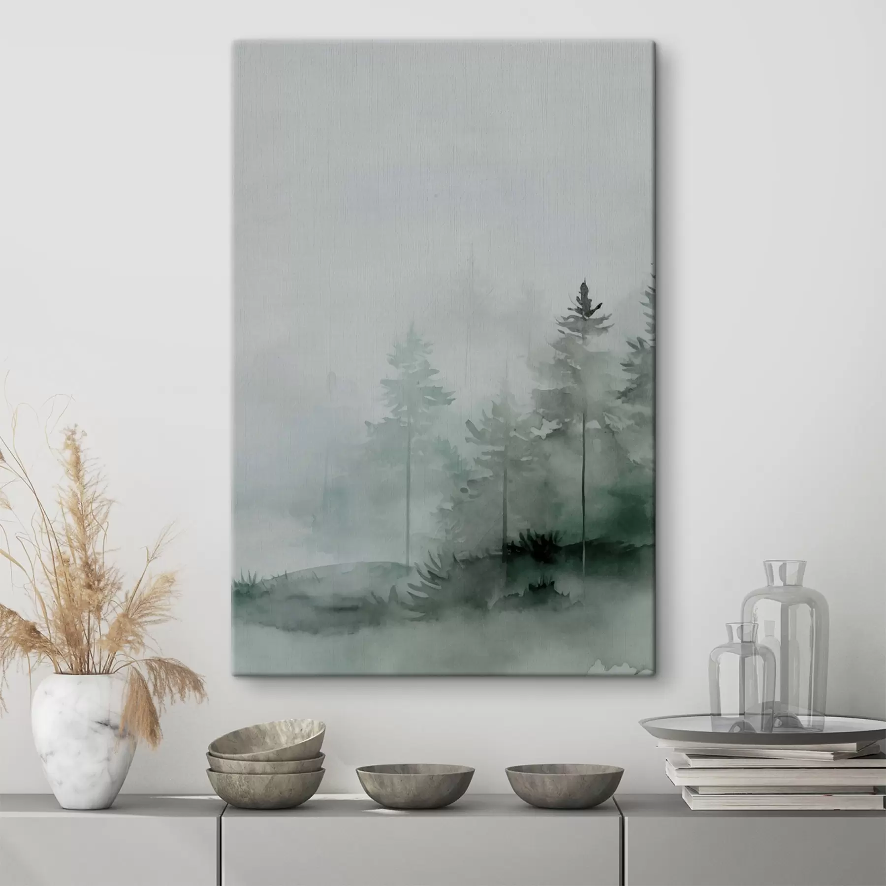 Tableau Sapins dans la forêt, imitation aquarelle s47998