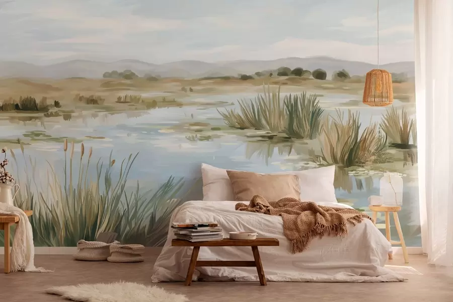 Papier peint Lac paisible et tranquille, paysage pittoresque w05214