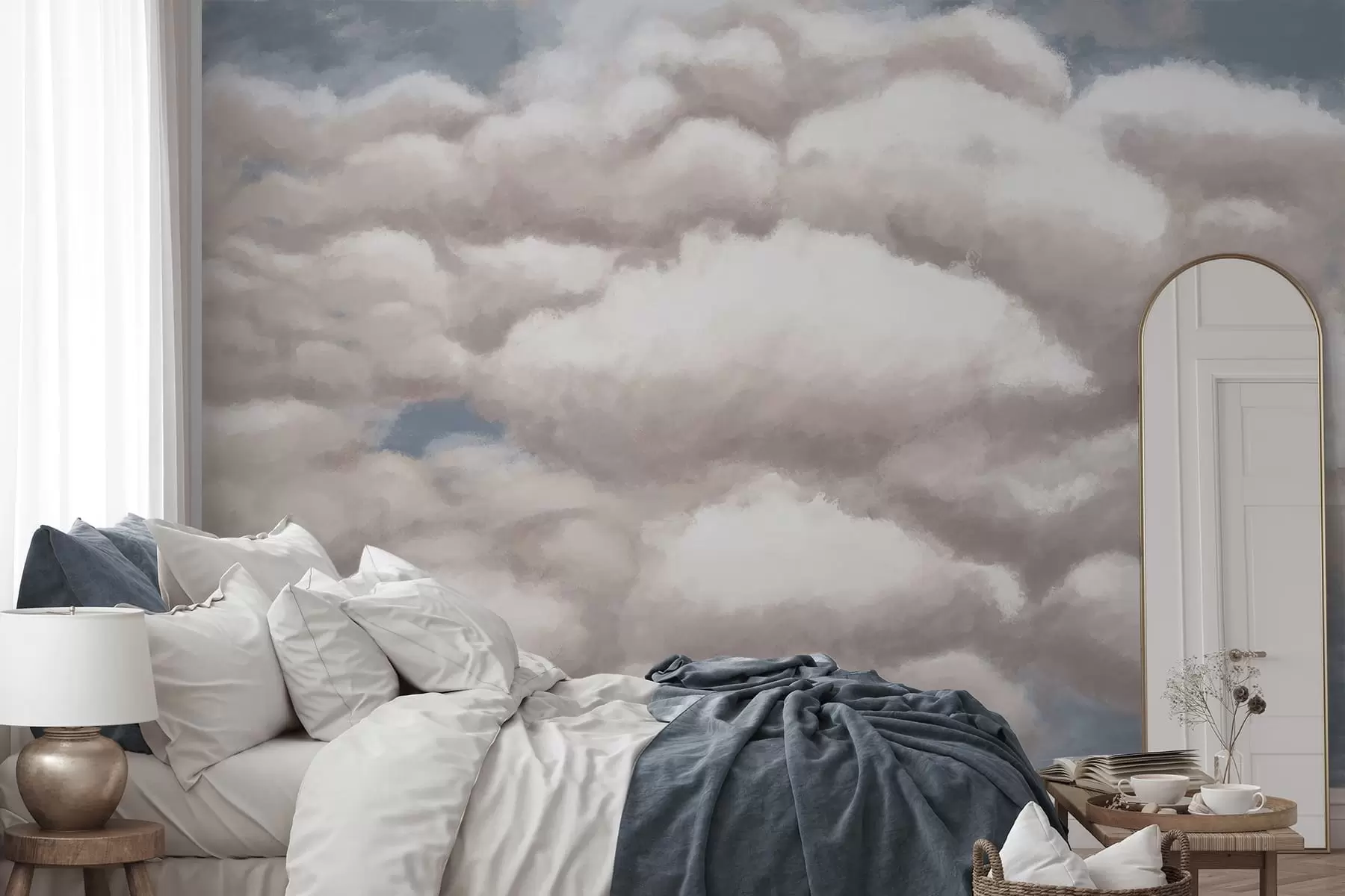 Papier peint Nuages cotonneux dans un ciel bleu w05143