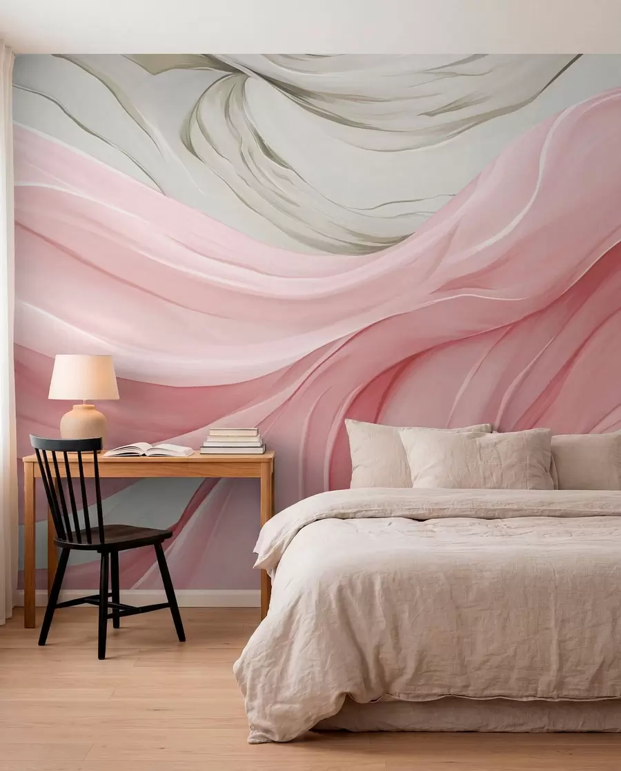 Papier peint Vagues de tissu rose fluide w05152v2