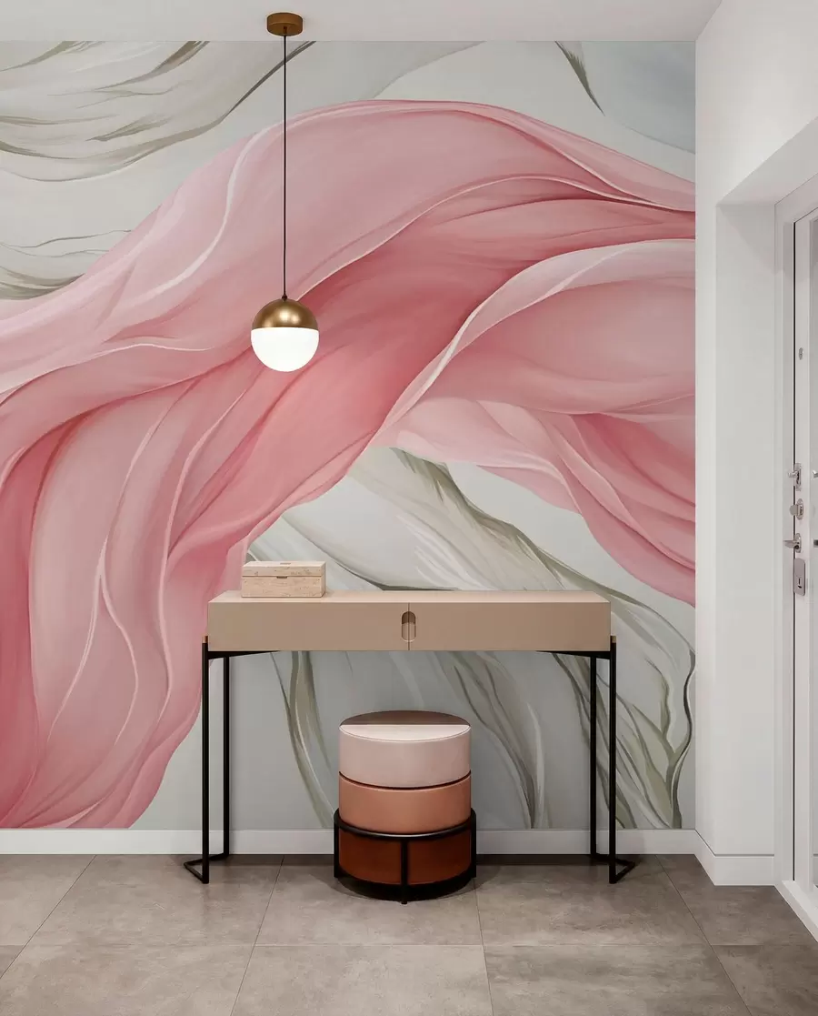 Papier peint Vagues de tissu rose fluide w05152v2