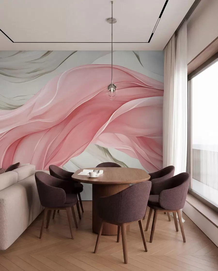 Papier peint Vagues de tissu rose fluide w05152v2