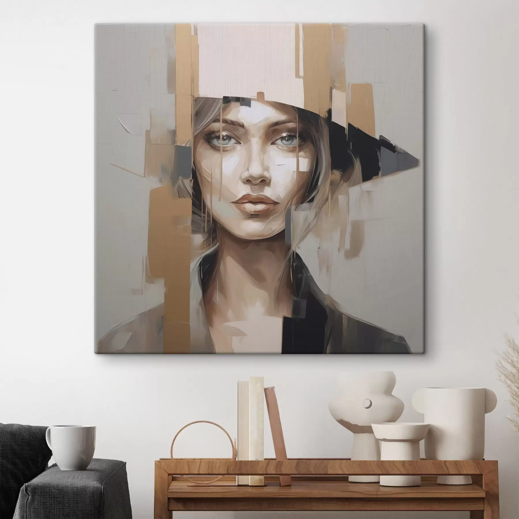 Tableau Portrait abstrait d'une jeune fille s48050