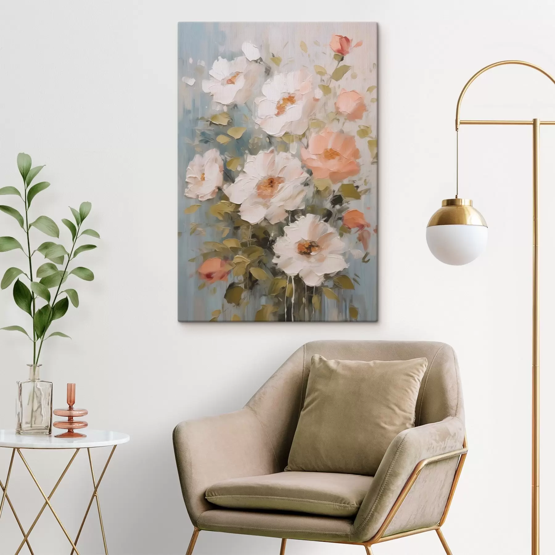 Tableau Bouquet de fleurs imitation peinture s48056