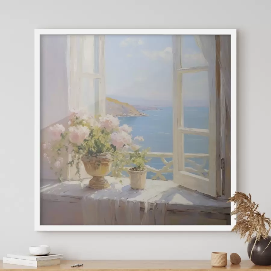 Papier peint Un bouquet dans un vase près de la fenêtre f48053