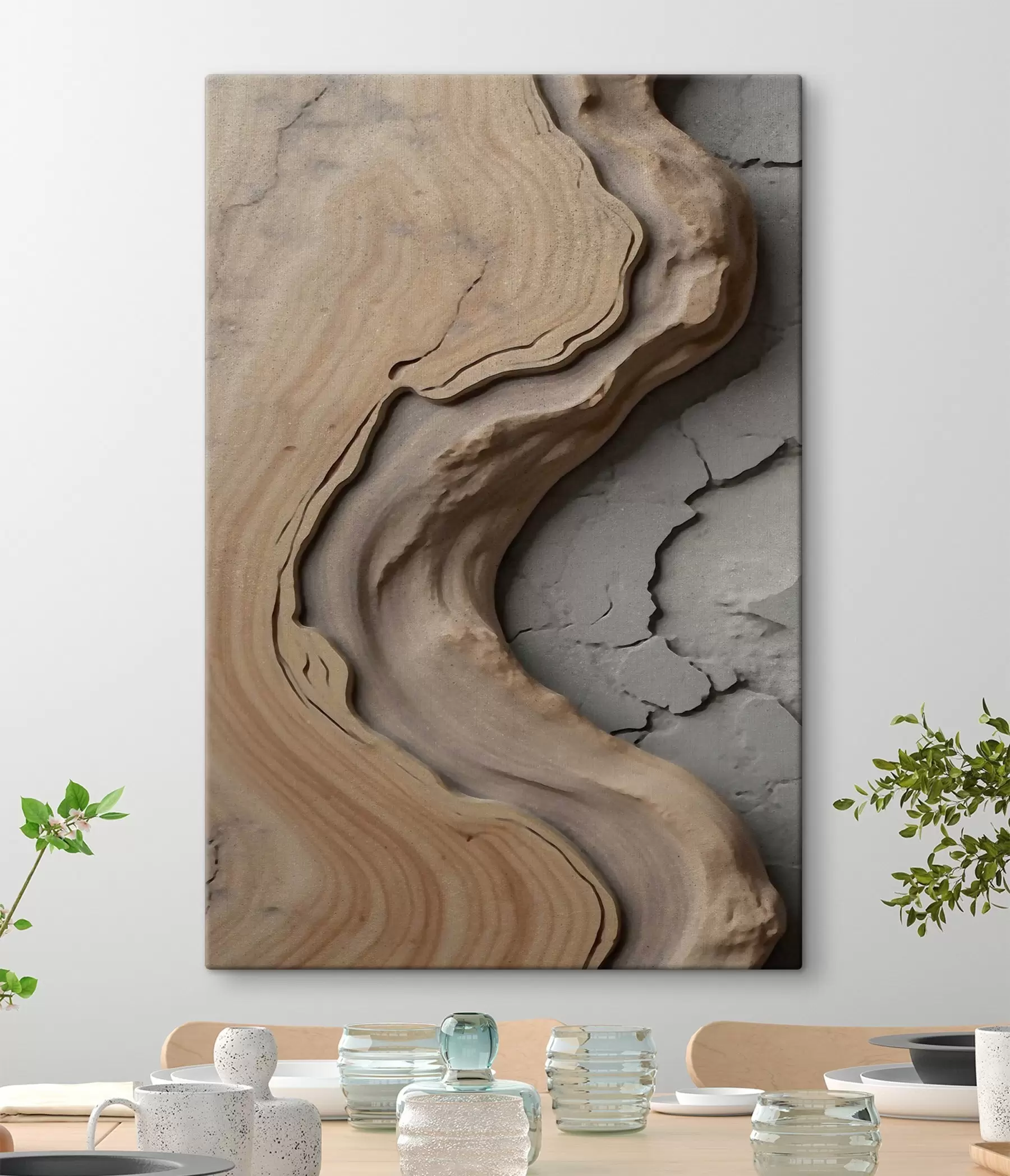 Tableau Bois et béton, imitation s48105