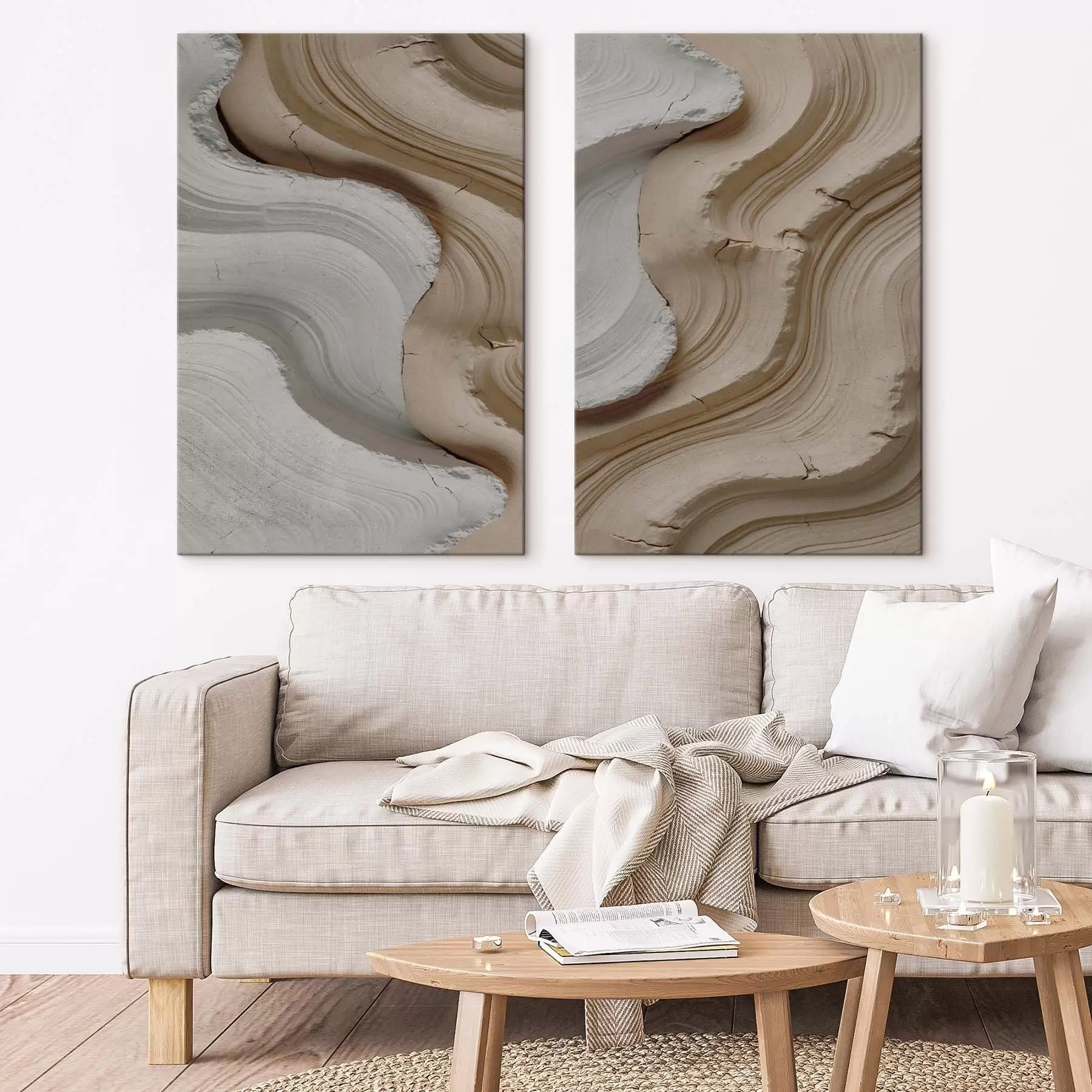 Tableau Moulures claires et beiges, imitation 3D m30080