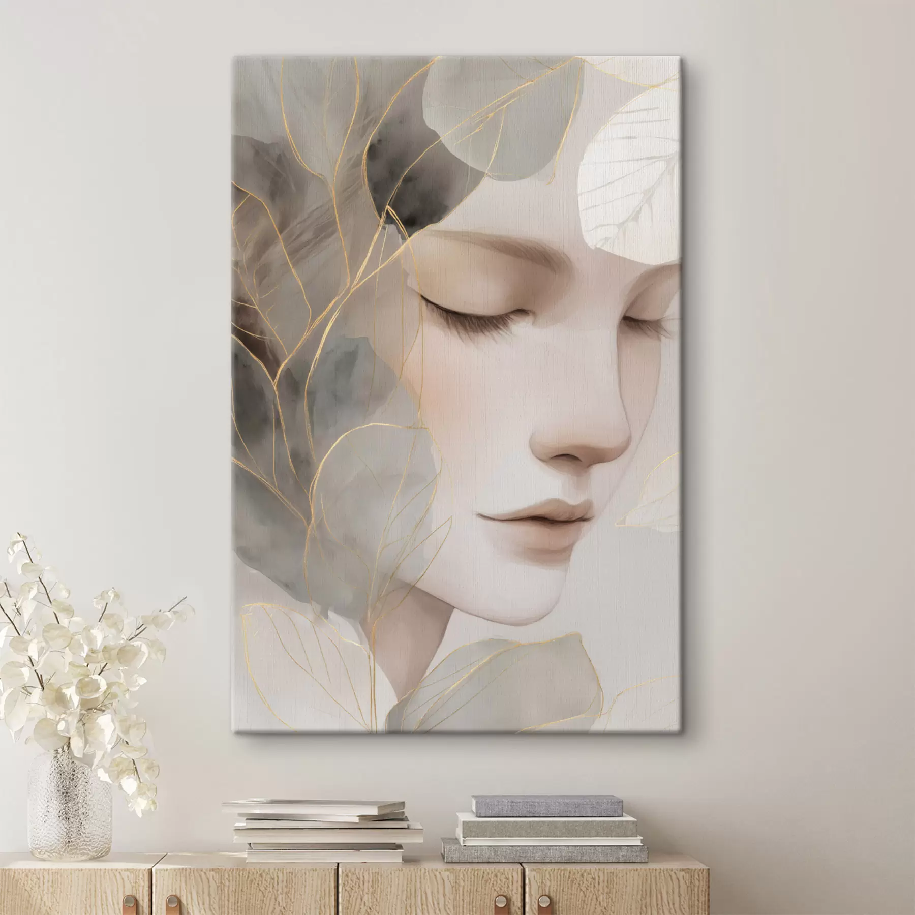 Tableau fille dans les feuilles s47937