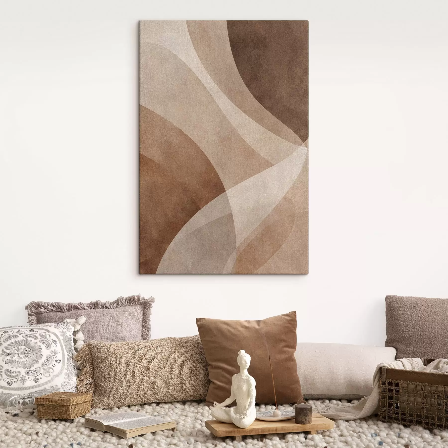 Tableau vagues abstraites dans des tons chocolat s47948