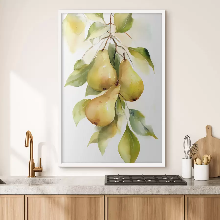 Papier peint poires jaunes juteuses peintes à l'aquarelle f47932