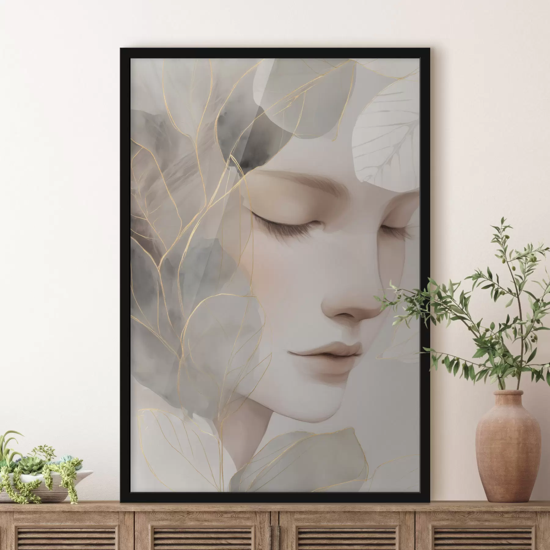 Papier peint fille dans les feuilles f47937