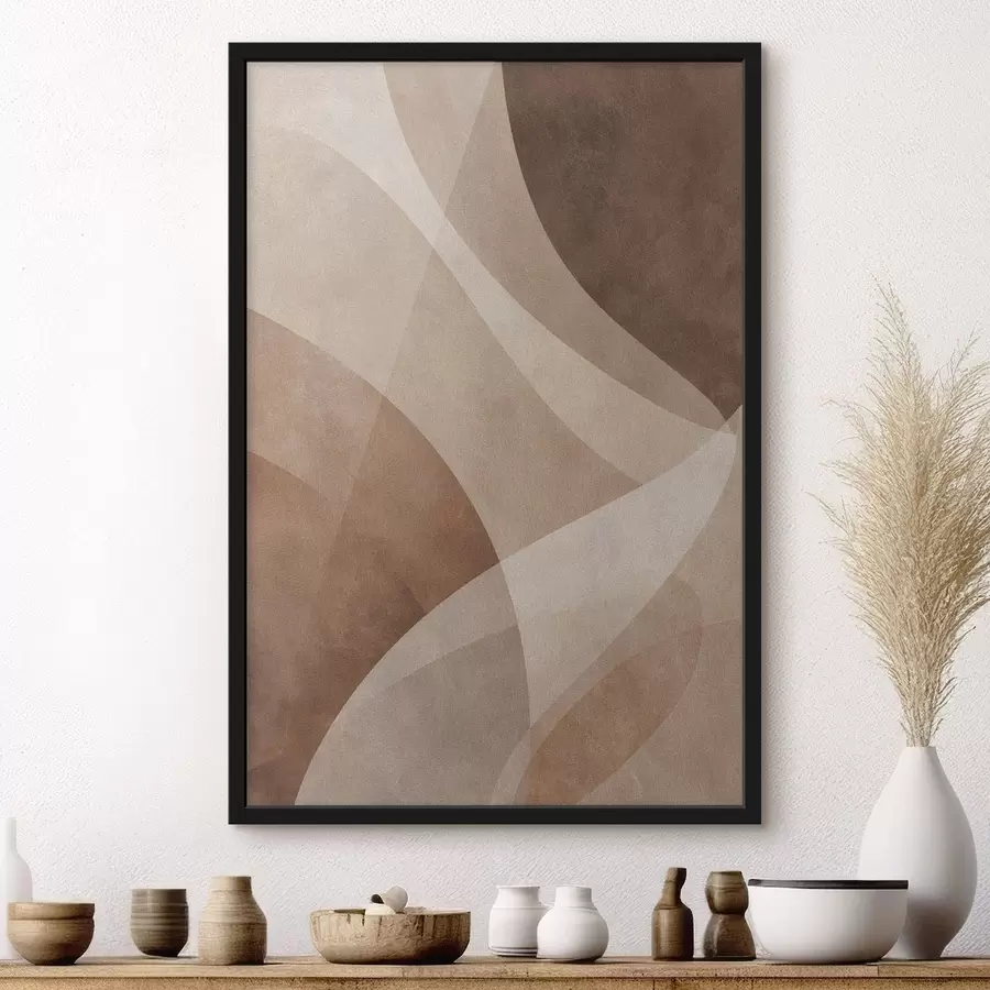 Papier peint vagues abstraites dans des tons chocolat f47948