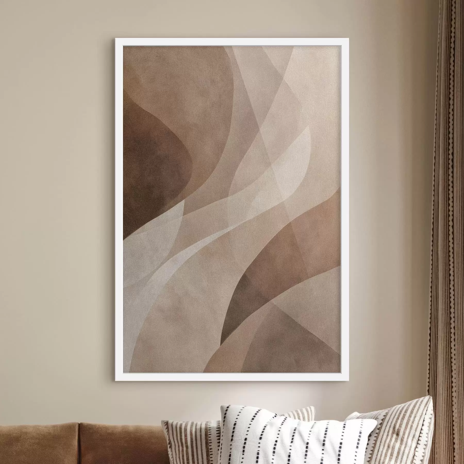 Papier peint vagues abstraites dans des tons chocolat f47949