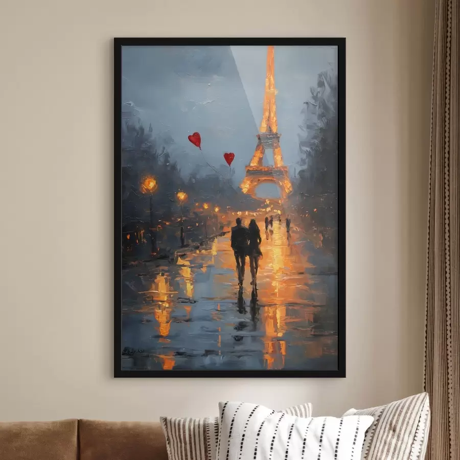 Papier peint Promenade romantique à Paris, style peinture à l'huile f47952