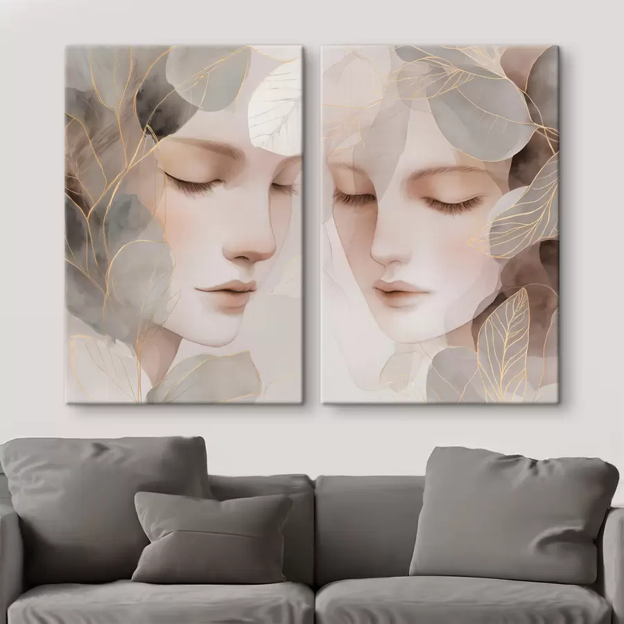 Tableau fille dans les feuilles m30091