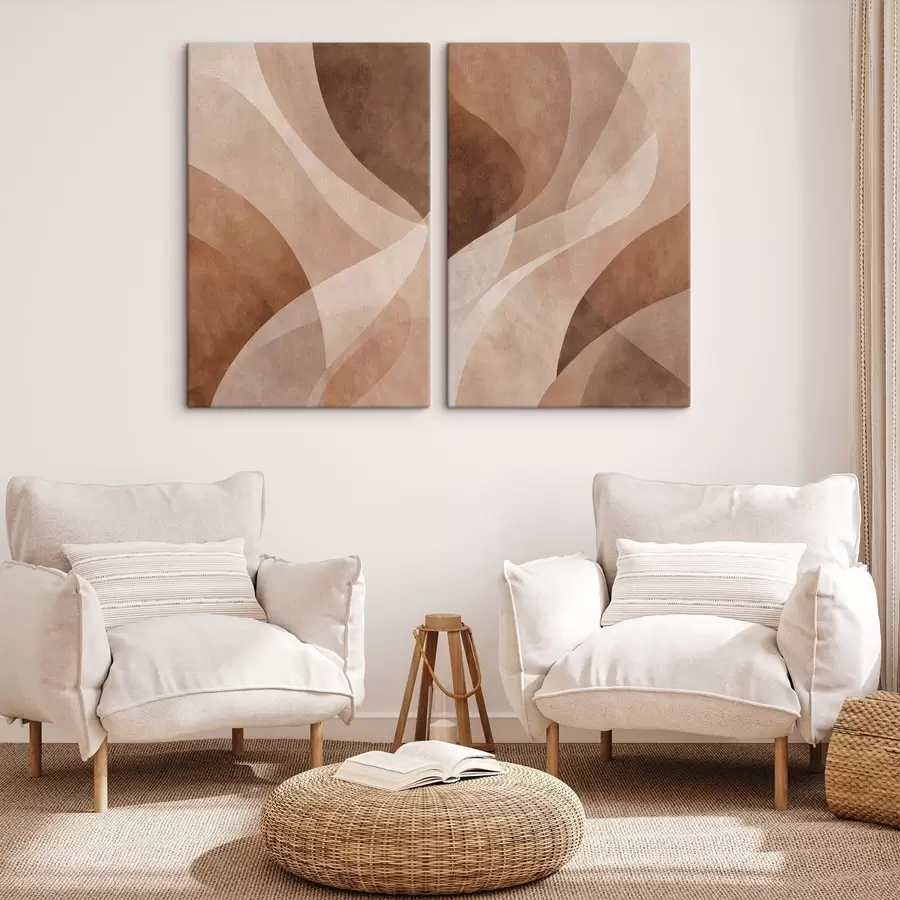 Papier peint vagues abstraites dans des tons chocolat m30096