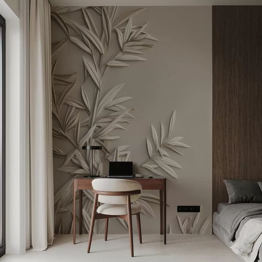 Papier peint Imitation de feuilles en bas-relief w05244