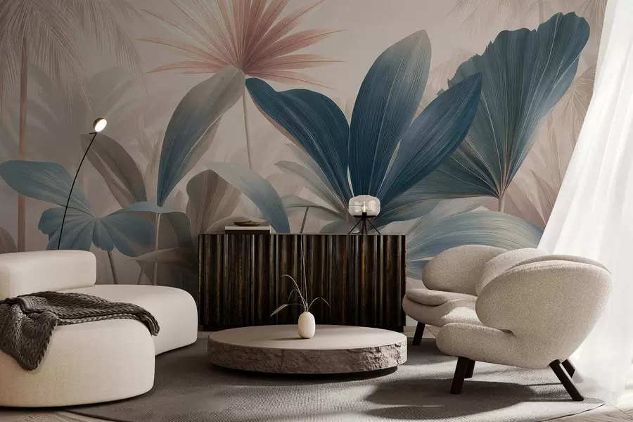 Papier peint Feuilles tropicales entrelacées w05251