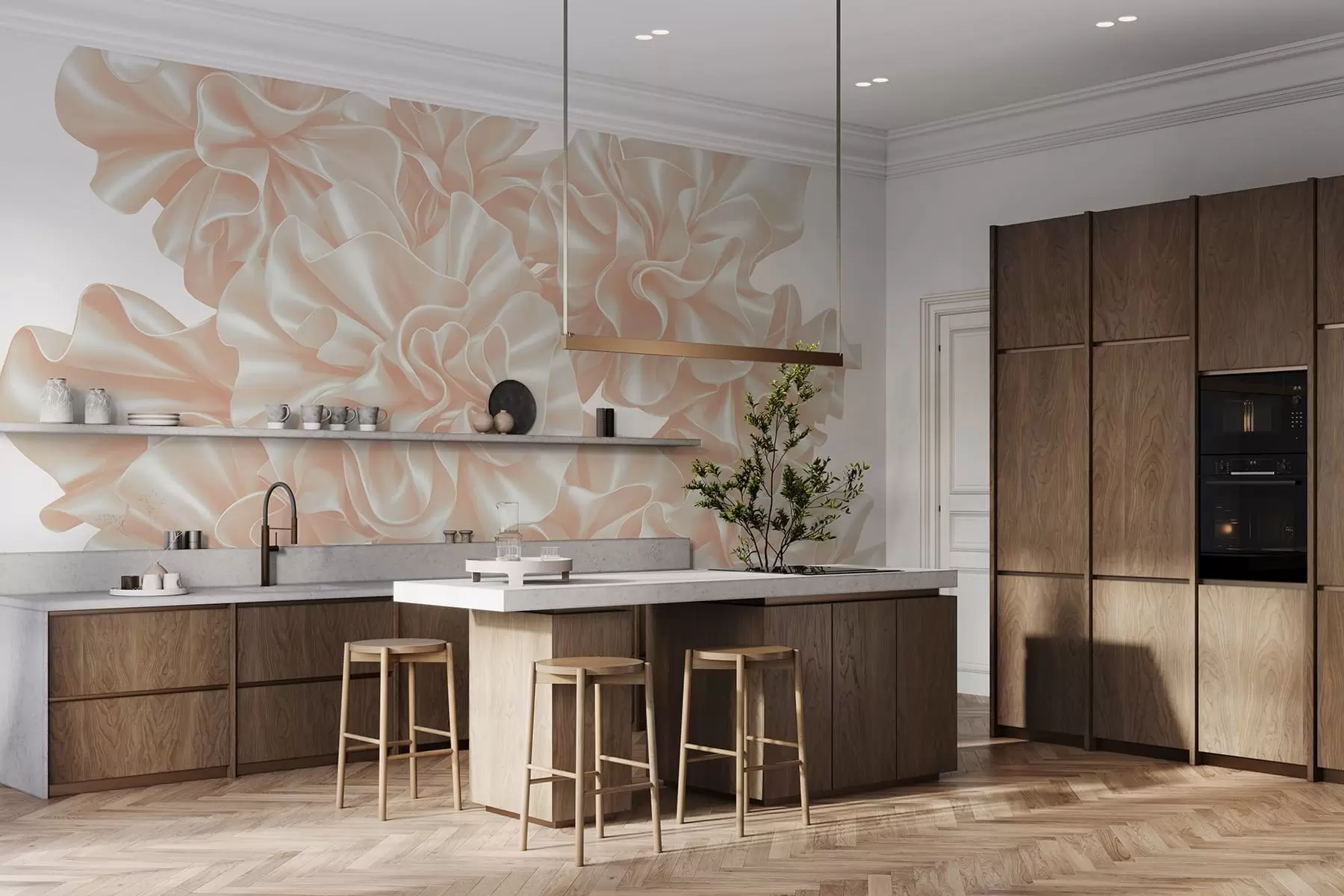 Papier peint Imitation de fleurs à partir de rubans w05252