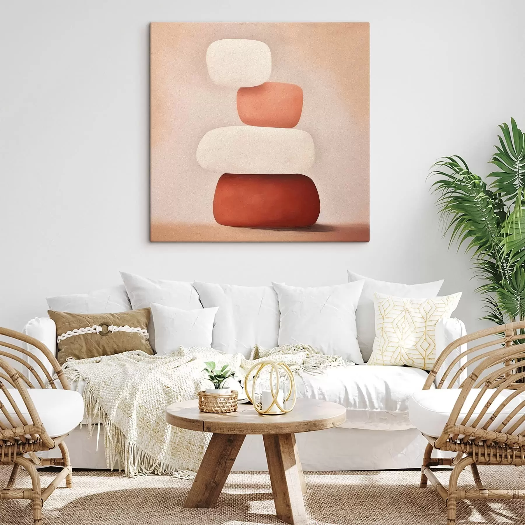 Tableau Composition abstraite minimale de formes empilées s48076