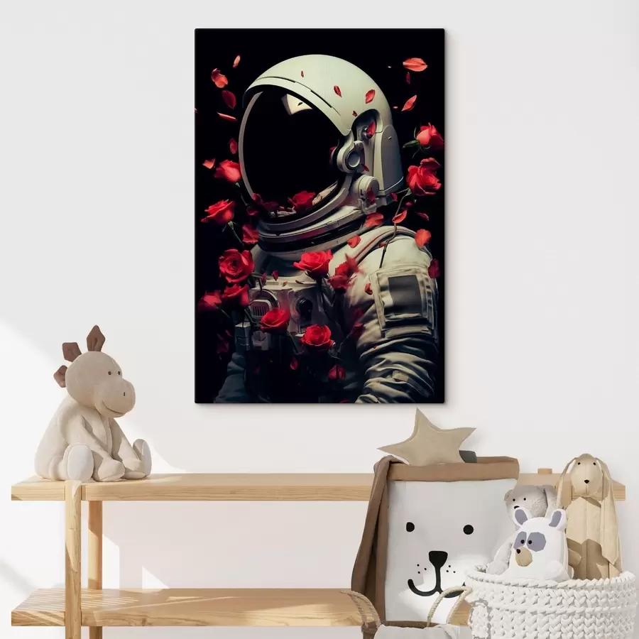 Tableau portrait surréaliste d'un astronaute en combinaison spatiale blanche s48113