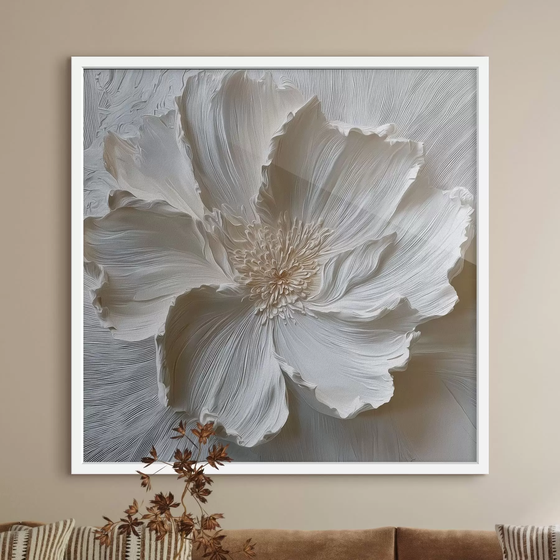 Papier peint Coquelicot blanc f48064