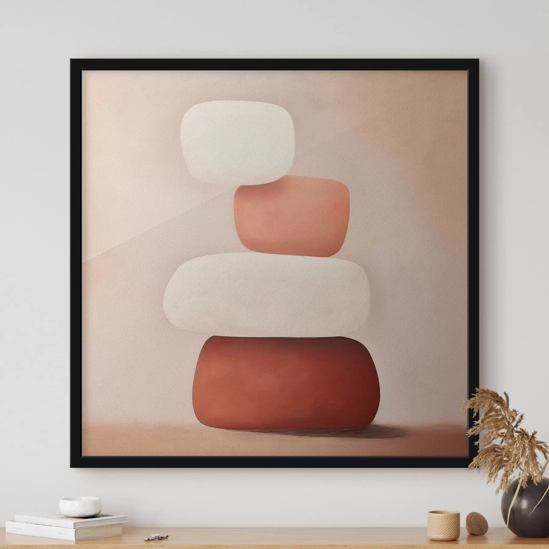 Papier peint Composition abstraite minimale de formes empilées f48076