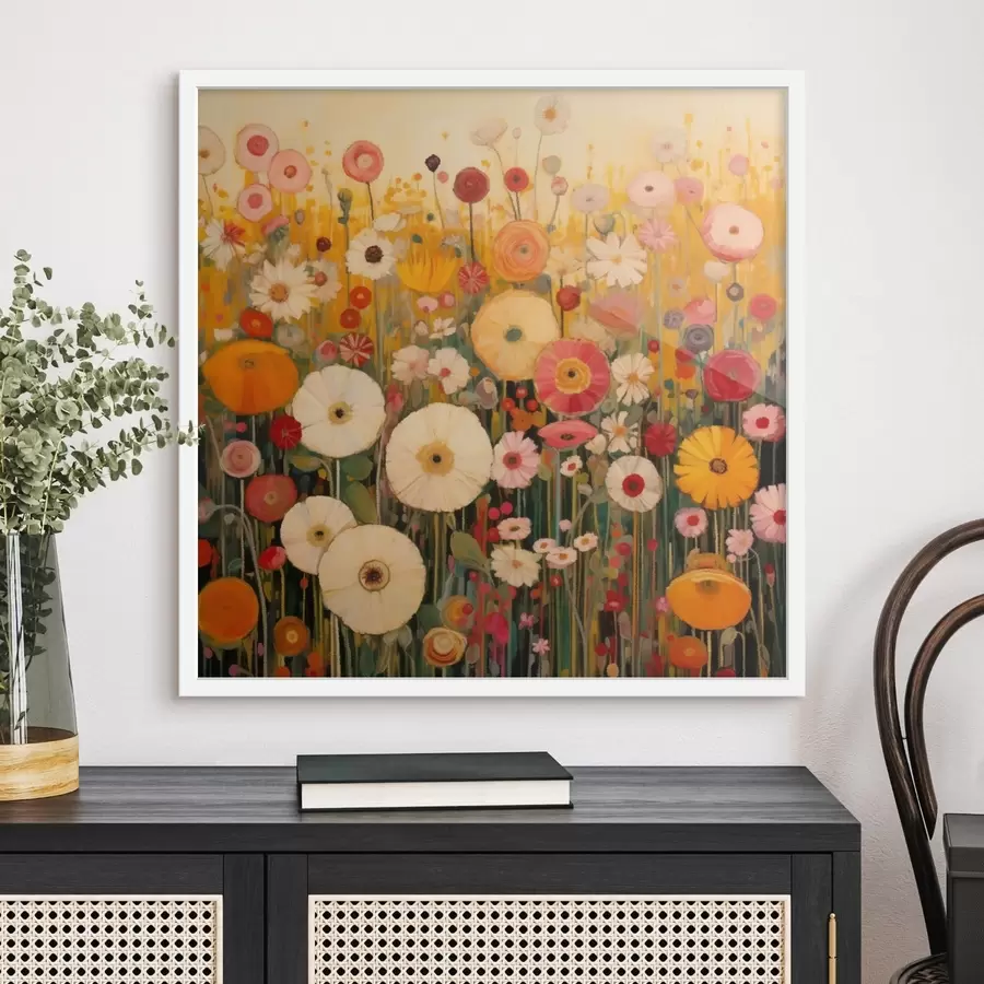 Papier peint champ de fleurs ornementales aux couleurs vives f48112