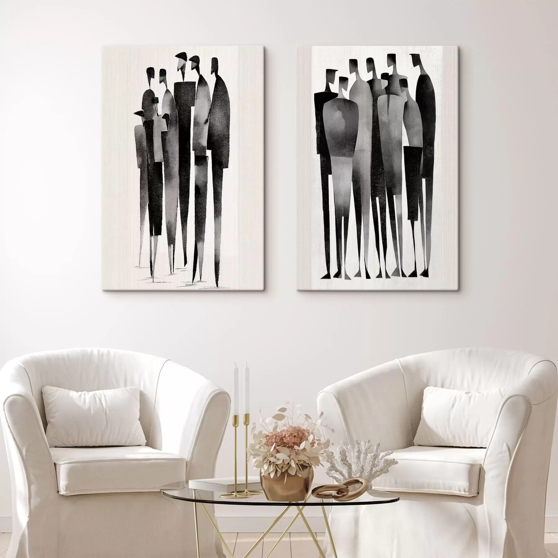 Tableau Figures abstraites en noir et blanc m30085