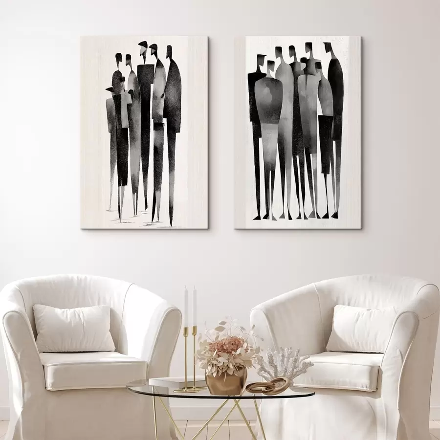 Tableau Figures abstraites en noir et blanc m30085