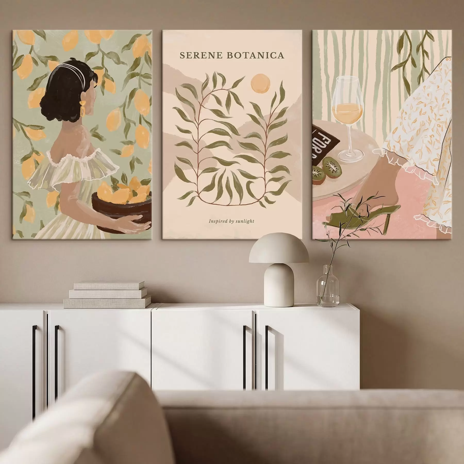 Tableau Femme avec des citrons, affiche et table m30098