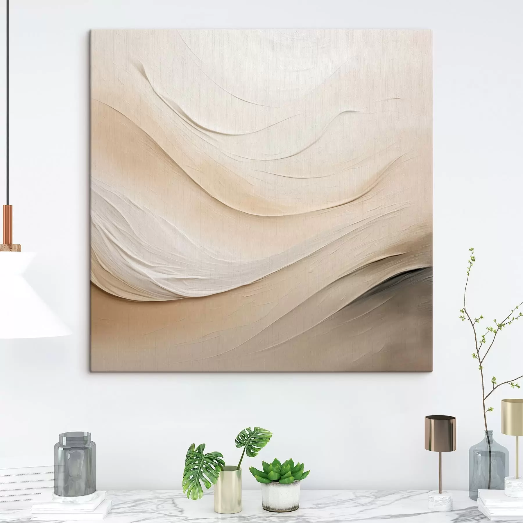 Tableau Vagues beiges superposées à la texture douce s48099