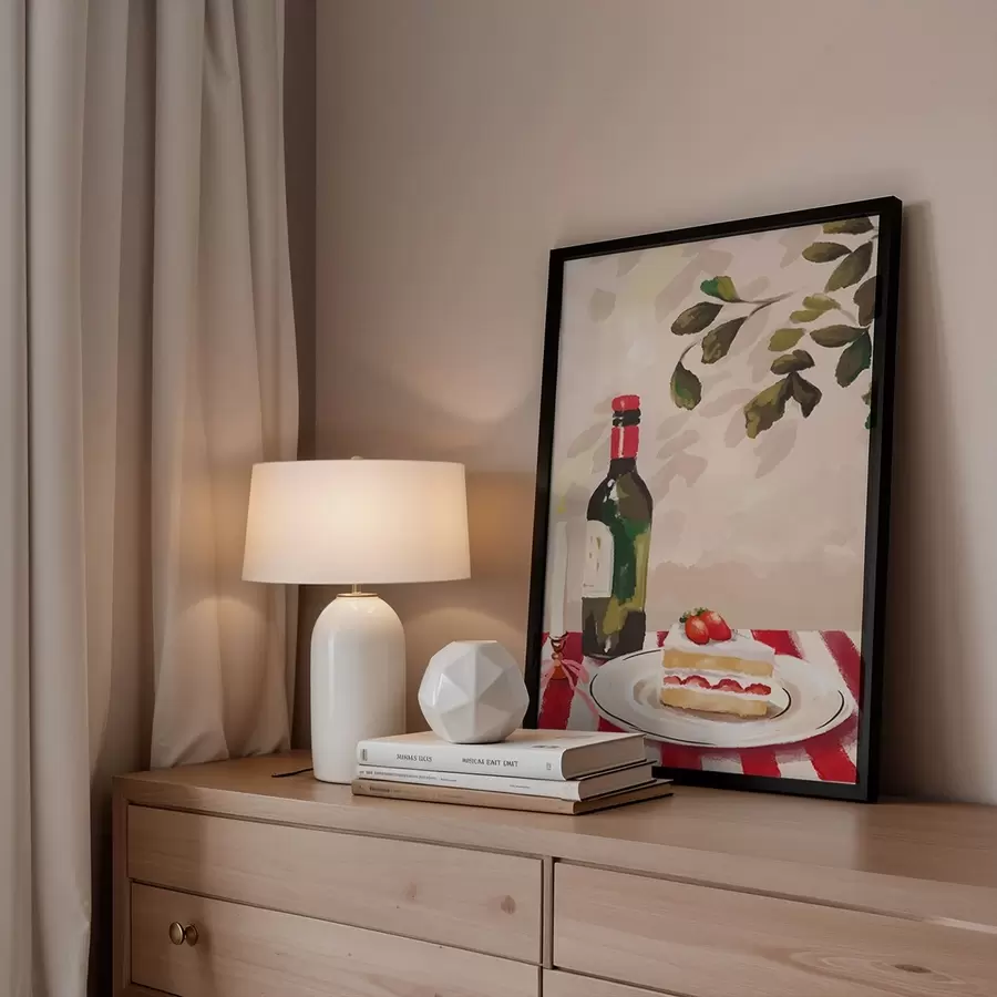 Papier peint Nature morte avec vin, bougie et gâteau f48024