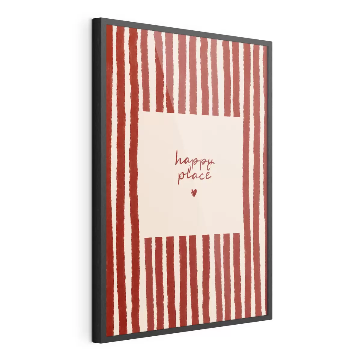 Poster Rayures rouges avec texte « happy place » f48025
