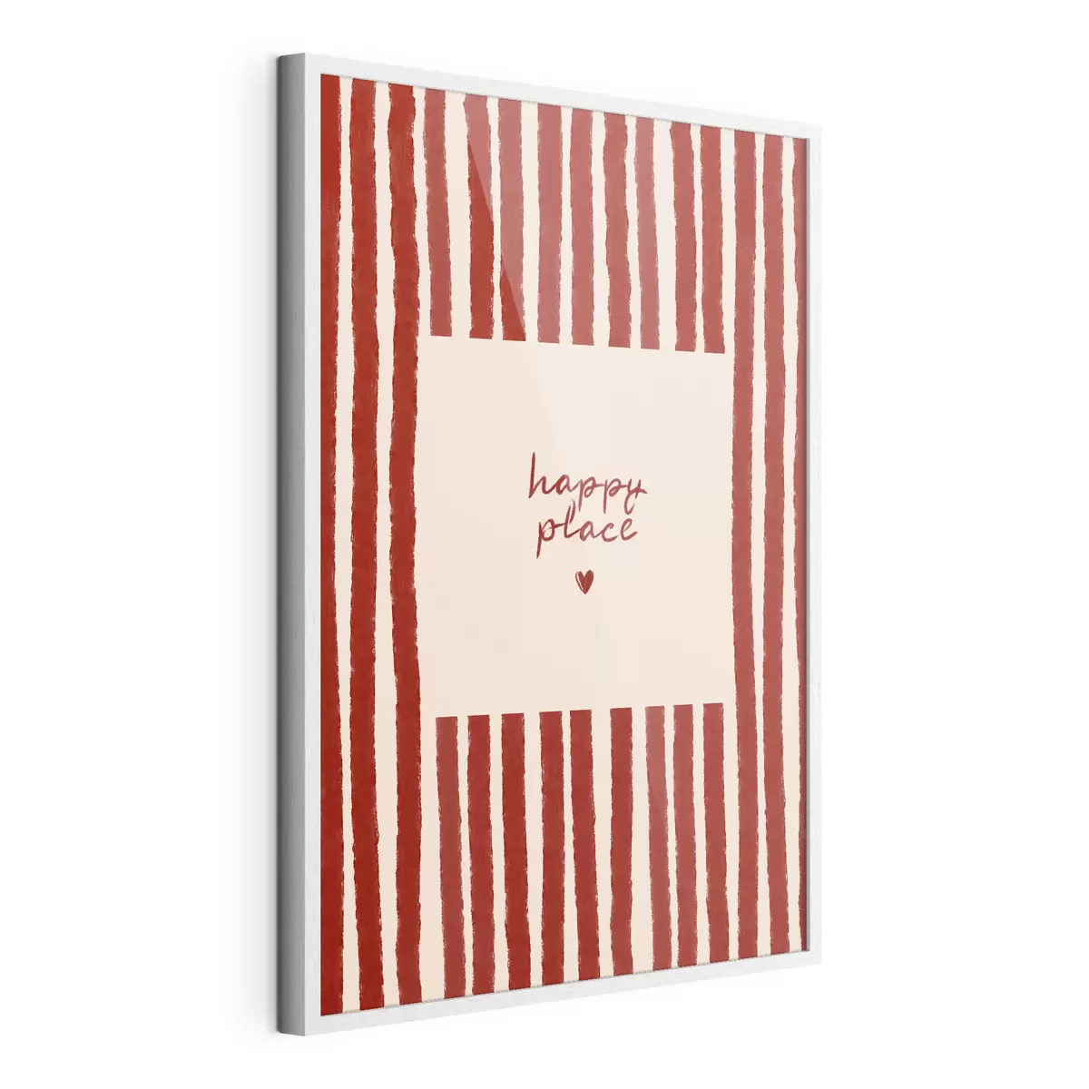 Poster Rayures rouges avec texte « happy place » f48025